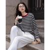 Women's Retro Striped Color Block Sweatshirt
