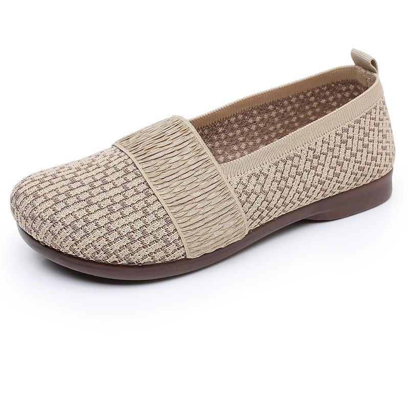 Summer new old Beijing soft sole non-slip breathable mother shoes casual lazy flying weaving flat bottom one pedal Doudou shoes