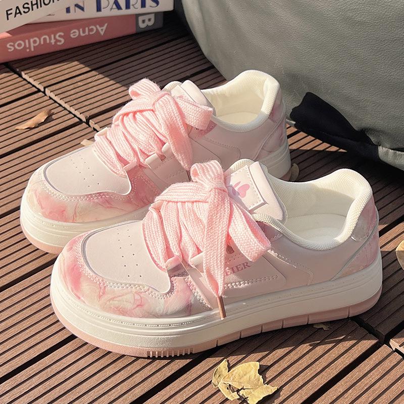 Women's White Sneakers 2025: Spring Versatile Thick-Soled Casual Shoes, BEBE529