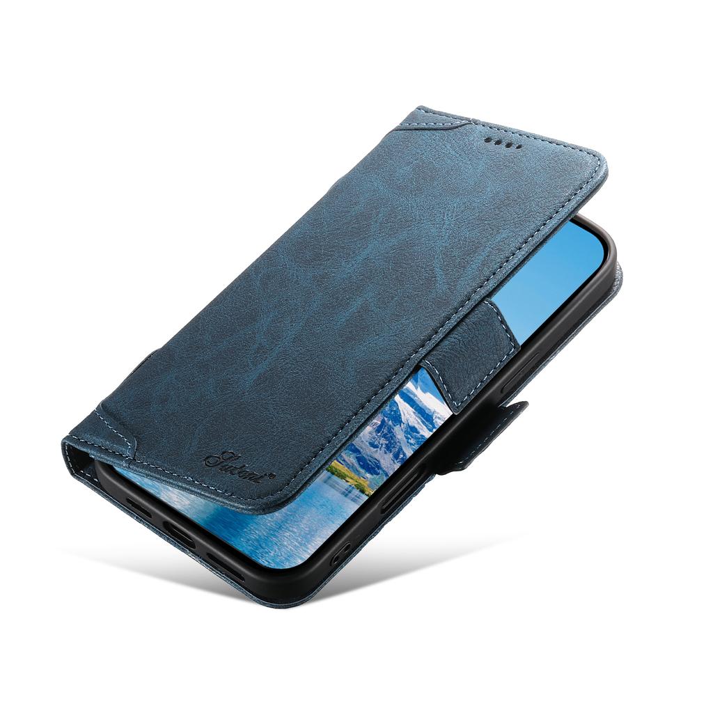 SUTENI J07 For iPhone 16 Plus Case Compatible with MagSafe Litchi Texture Leather Wallet Phone Cover