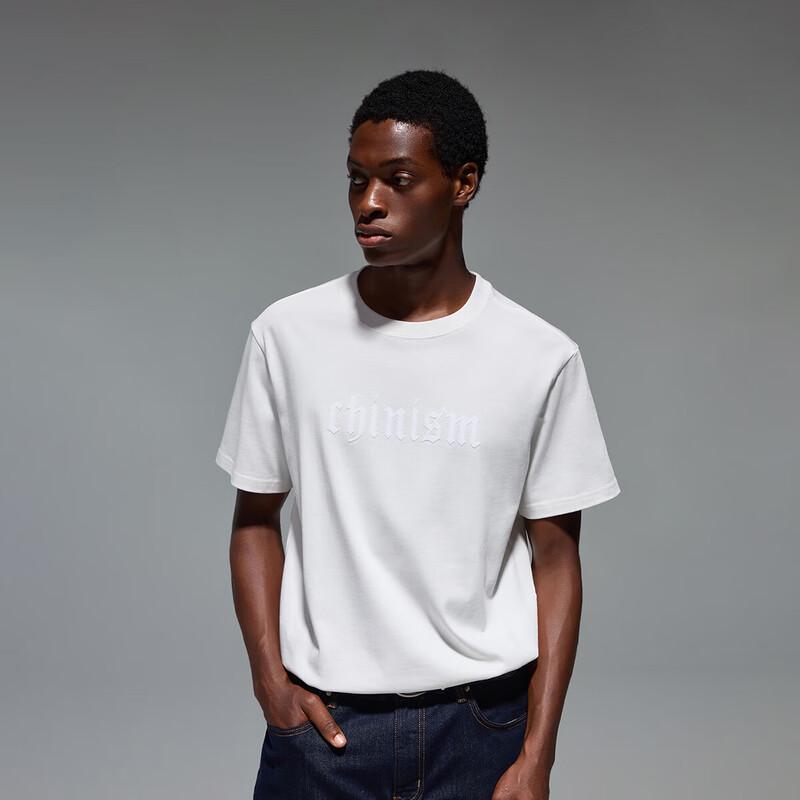 CHINISM CH Men s Flocked Print Cotton Short Sleeve T-Shirt XL