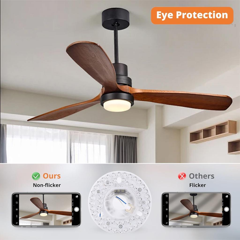 Ceiling Fan LED Light Ceiling Light Replacement Panel Three Colors Adjustable 4.92 Inch Aluminum For Home Living Room Use