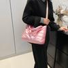 Autumn and Winter Casual Lazy Style Foreign Style Portable Wide Shoulder Strap Messenger Bag Women's Space Cotton Embroidery Thread Large Capacity