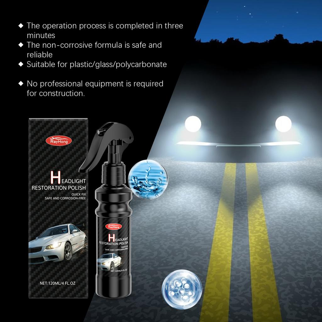 Autoscheinwerfer-Wartungsspray Entfernt Kratzer Trübheit Repariert Scheinwerfervergilbung FÜR Auto Reinigungs-Wartungsflüssigkeit