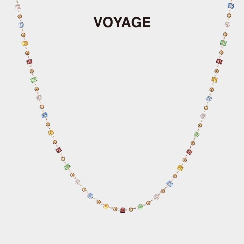 Dopamine Crystal Bead Necklace: Elegant Summer Clavicle Chain for Women