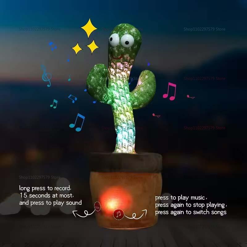 Dancing Cactus EducationToy Repeat Talking Songs Wriggle Plush Singing Toy Kids Baby Christmas Gifts Interactive Stuffed Plushie