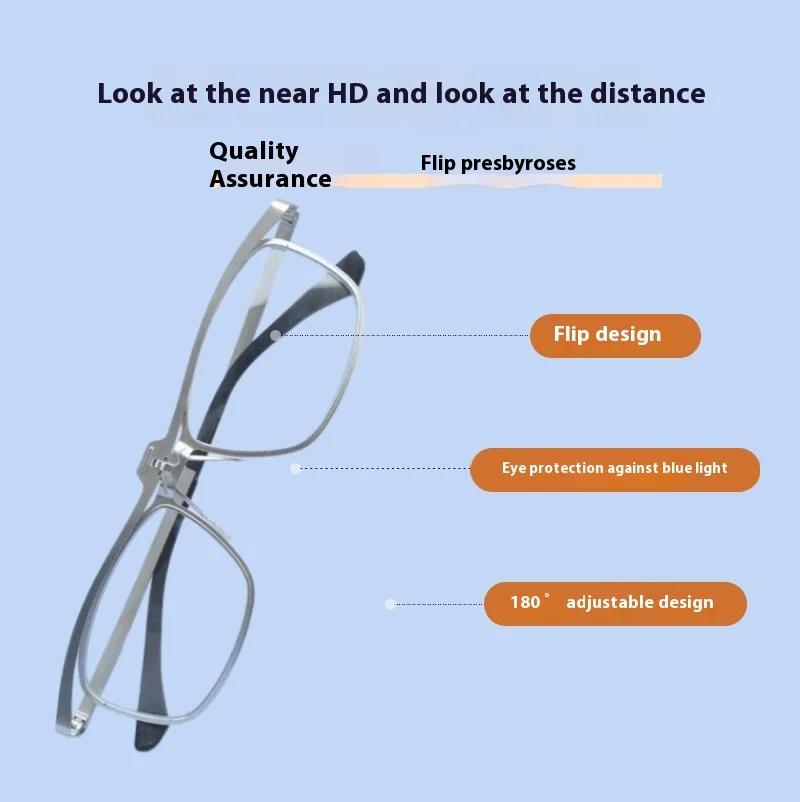 Adjustable 180 °  Flip Up Reading Glasses  +1.0 ~ +4.0 Anti Blue Light Metal More Convenient Reading Glasses
