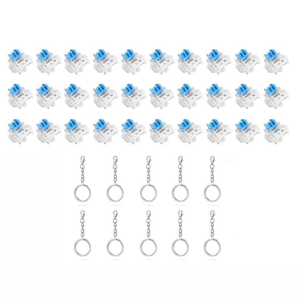 Set di 30/50 Interruttori Meccanici Clicky con Feedback Tattile per Modifica Tastiera e Fidget DIY