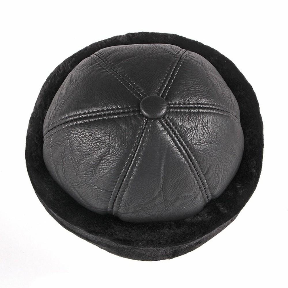 Fleece Lined Windproof Snow Ski Cap Fur Leather Russian Hats Warm Winter Hat Winter