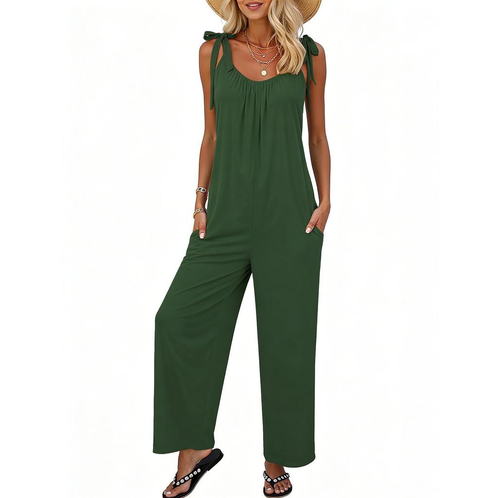 Jumpsuits For Women Sleeveless Spaghetti Strap Womens Jumpsuit Wide Leg With Pockets