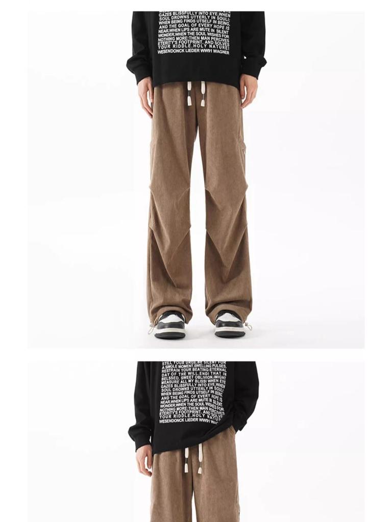 Men's Retro Wide-Leg Cargo Pants - Trendy, Loose, Straight-Leg Design for Spring/Autumn 2025