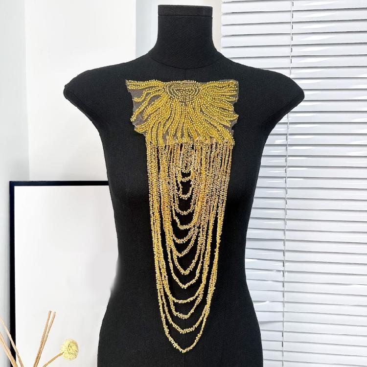 Pair Of Sequins Fringe Shoulder Patches For Party Attire Comfortable Long Wear Decorative Accent