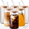2/4/6 Stück Glasbecher 500ml mit Auslaufsicheren Deckeln und Strohhalmen Strohhalm Reinigungsbürsten für Heißes/Gekühltes BierKaffee Tee Milch