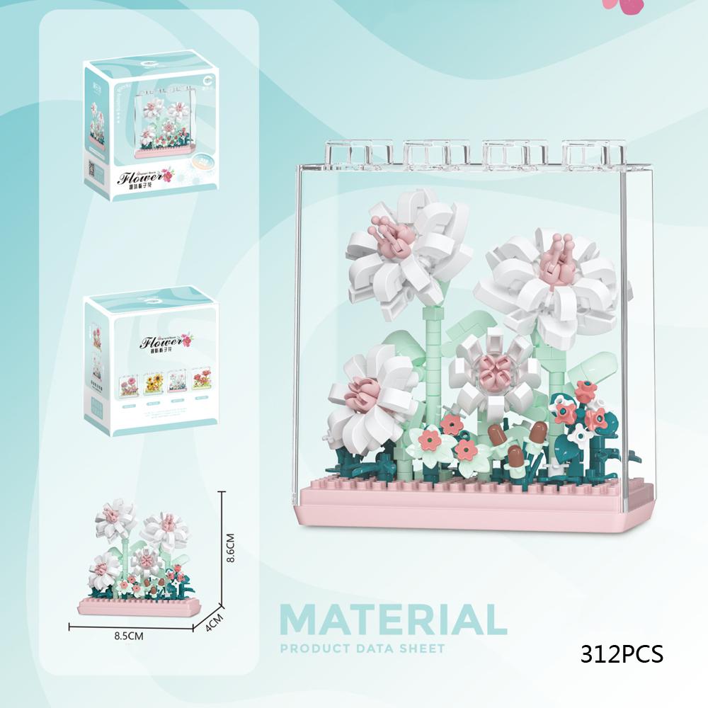 Idea Camellia Flower Secret Box Micro Diamond Building Block Carnation Sunflower Gardenia Nanobricks 3D Wall Brick Toy For Gifts