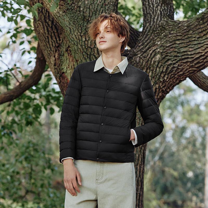 Tanboer Men's Lightweight Collarless Short Down Jacket