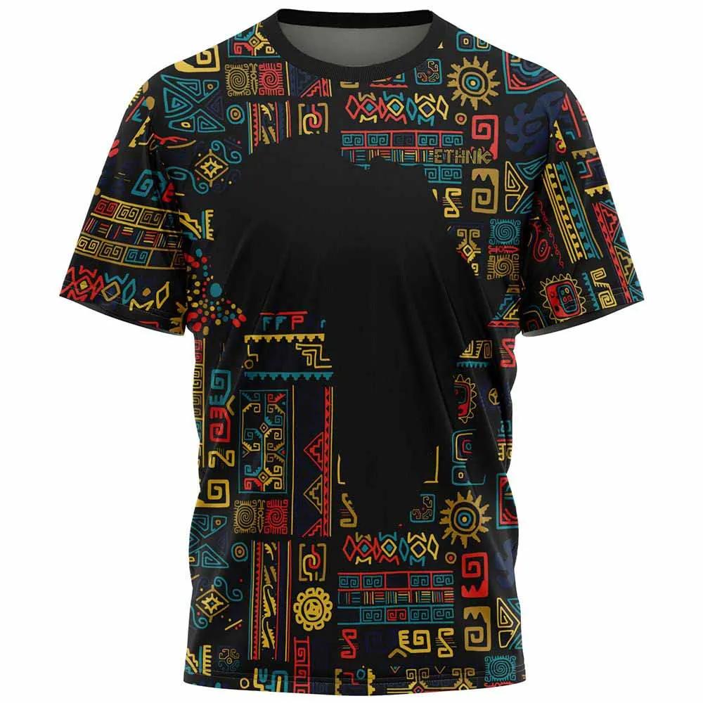 Herrars dashiki 3D-tryckt O-hals kortärmad t-shirt, tribal etnisk streetwear Casual Oversized Tees mode