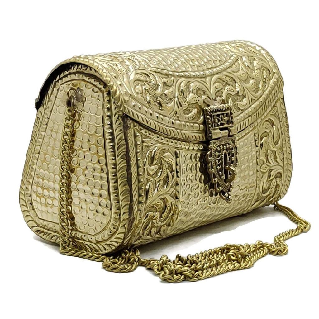 Women Gift Bridal Bag Brass Metal Clutch Sling Bag Indian Ethnic Antique Clutch