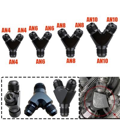 Universal Aluminum Y Block Adapter Fittings Adaptor Y Type Tee Oil Pipe Joint AN4 AN6 AN8 AN10 for Oil Fuel Water Fluid Air Line