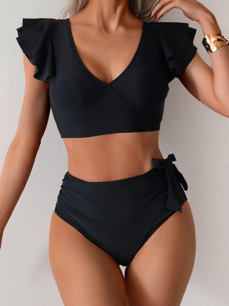 Vintage Strandurlaub Badeanzug Sexy Bikini Split Badeanzug Damen High Waist Bademode Badeanzüge Feine Nähte in verschiedenen Farben Strandmode