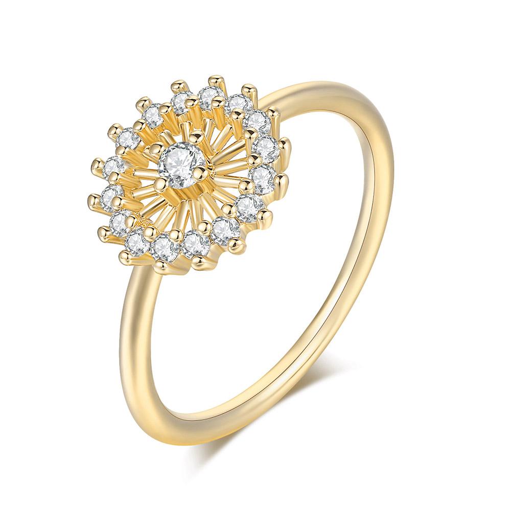 Sparkling Y2k Flower Finger Rings for Women Rose Gold Color Zircon Romantic Girls Ring Fashion Jewelry Trend Birthday Gift R080