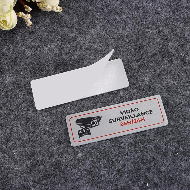 1Pcs Aluminum Watch Video Surveillance Warning Sign Private Camera Surveillancewith Sticker With Tape