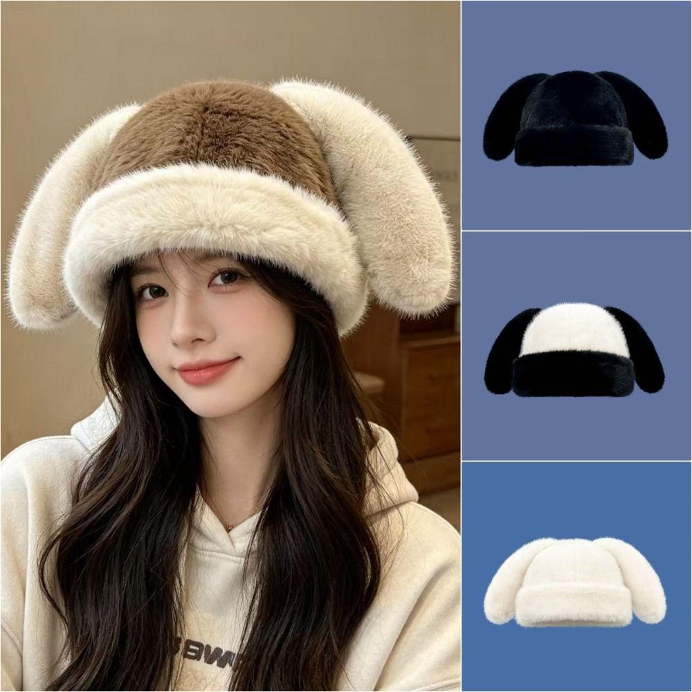 Ear Protection Rabbit Ear Hat Cute Rabbit Ear Bucket Hat Warm Fur Winter Hat Winter