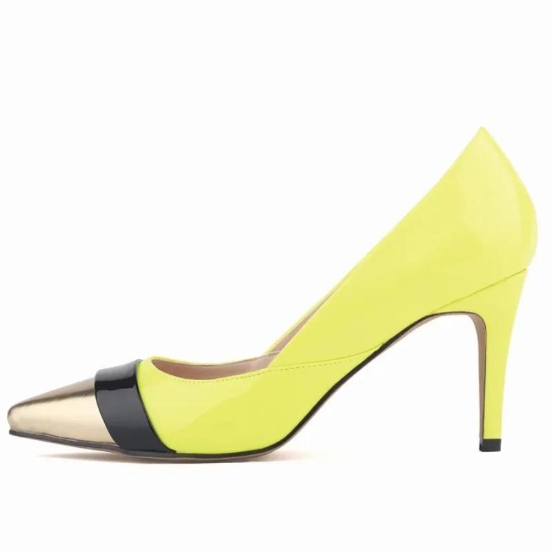 Damenschuhe in Übergröße, modische, sexy, goldene Pumps mit spitzer Zehenpartie und hohen Absätzen, klassische Stilettos mit 9 cm dünnen Absätzen, Jazzschuhe, Hochzeitsschuhe
