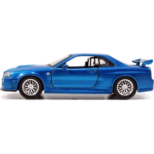 Fast & Furious Brian's Nissan Skyline GT-R R34 Silver & Nissan GT-R R34 Blue 1:32 Die-cast Car, Toys for Kids and Adults Product Category: Die-cast