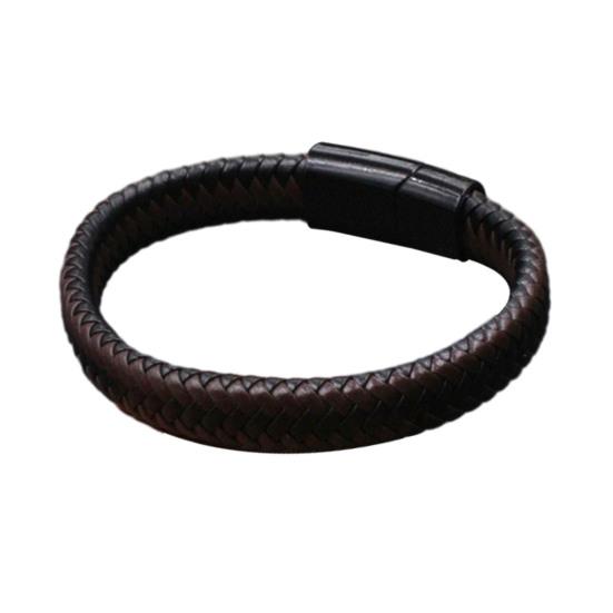 Men Bracelet Imitation Leather Lightweight Wear-resistant Retro Style Faux Leather Braided Wristband Streetwear Accessories