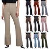 Women's Casual Business Work Pants With Pockets, Regular Micro Flared Pants