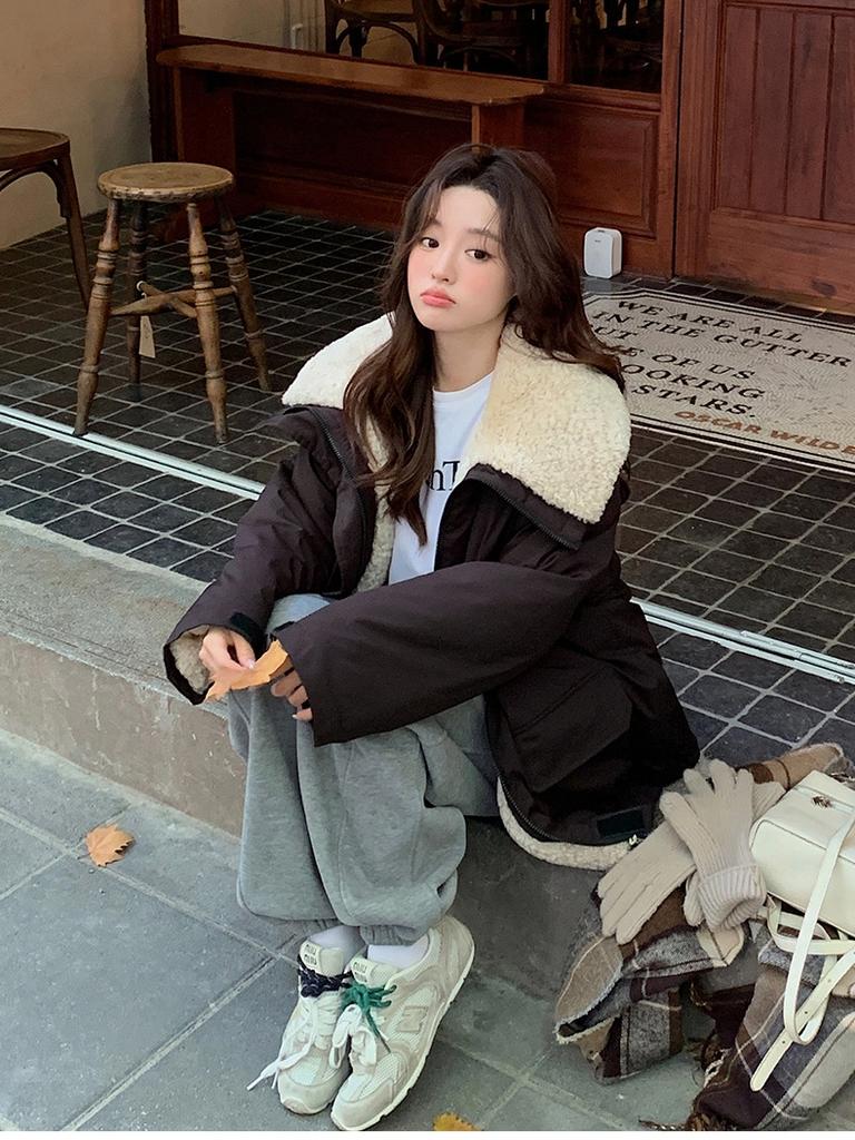 Large Laps Fur-Lined Thickened Workwear Parkas Women's Jacket