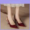 High Heel Sandals Women Superfiber Pointed Toe Strap Elegant Red For Party