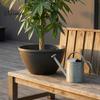 Weather Resistant Flower Basin Resin Planters, Vintage Plant Pot with Drainage Hole & Saucer, Lightweight Retro Style Courtyard Decor for Indoor