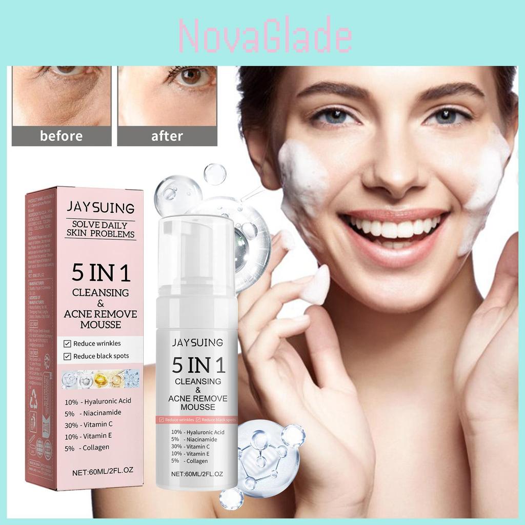 Jaysuing 5 In 1 Cleansing Mousse For Deep Pore Cleansing And Oil Control 60ml