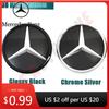 Car Sticker For Mercedes Benz Silver Border 3D Mirror Emblem For Mercedes Benz A W176 B W246 C W205 Class Matte Black OE Style F
