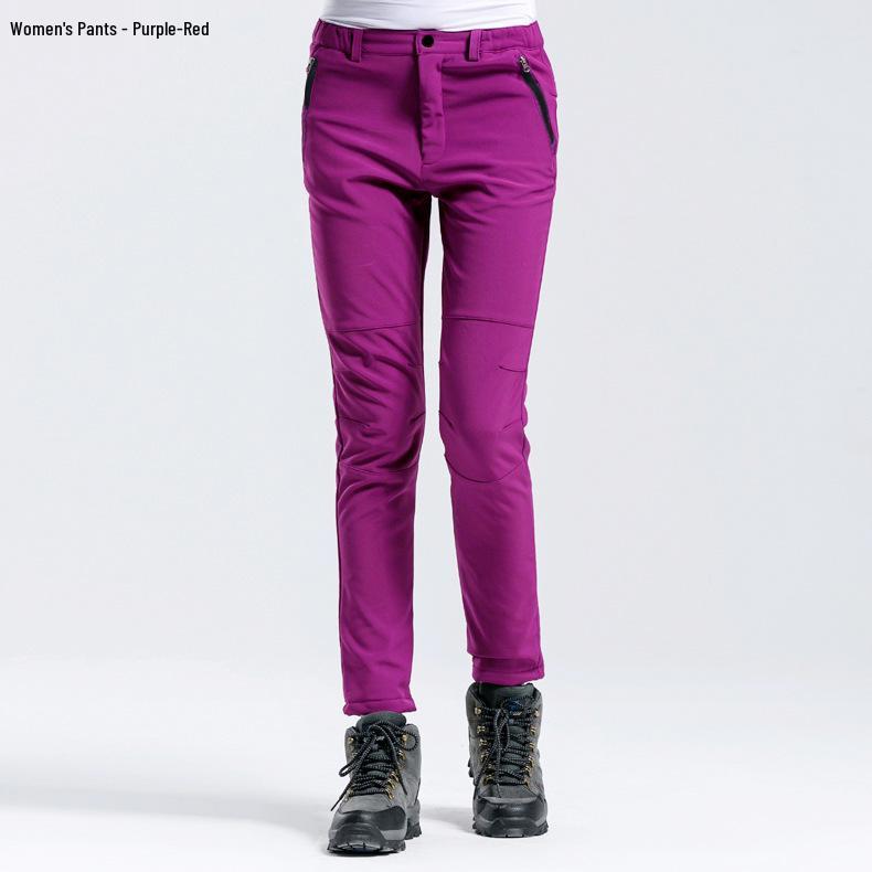 Men's and Women's Winter Soft Shell Fleece Pants: Warm, Thickened, for Outdoor Sports and Mountaineering