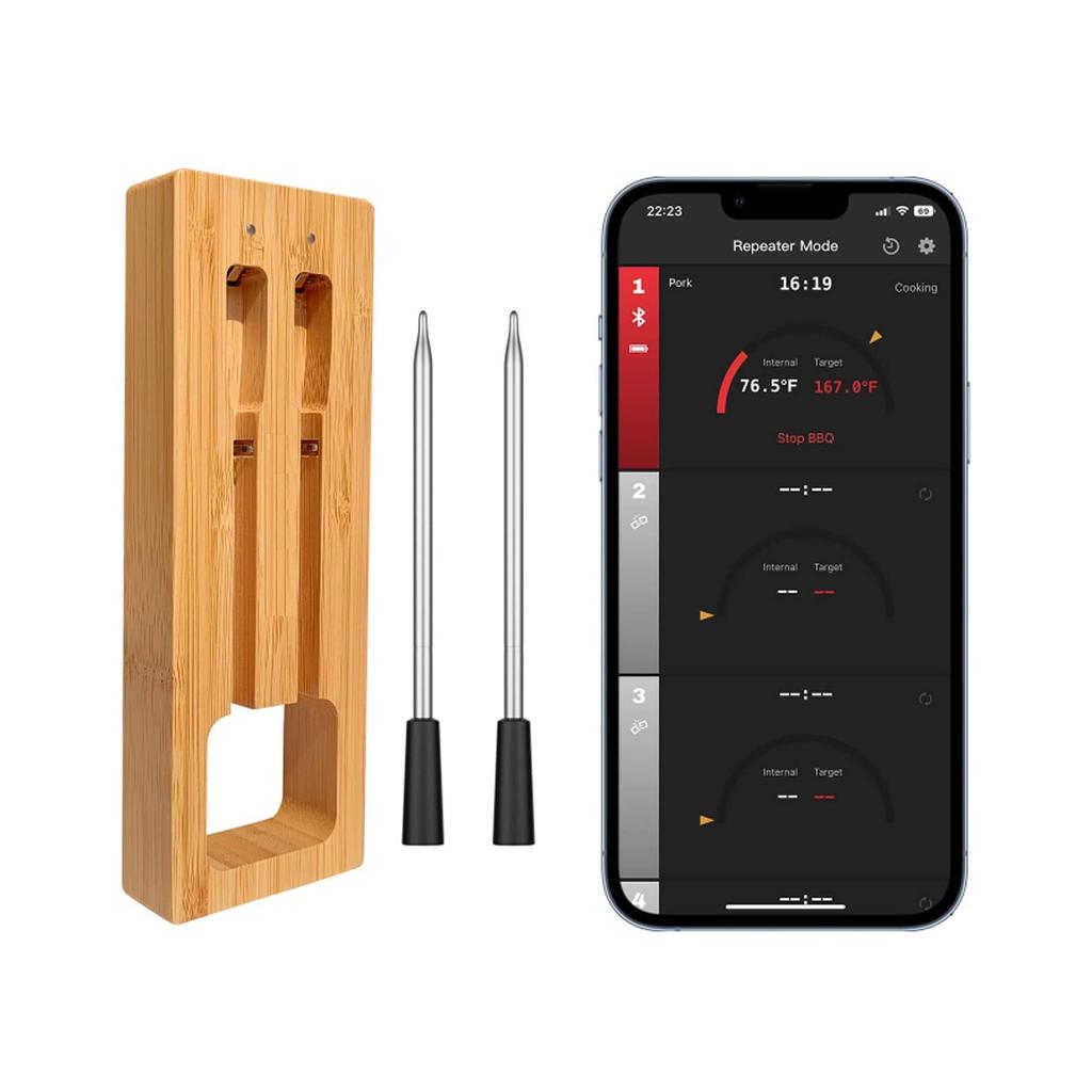 Wireless Meat Thermometer,Bluetooth Meat Thermometer with 300ft Wireless Range,Digital Cooking Thermometer with Alert for BBQ,Oven,Smoker,Air Fryer