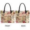  Vintage Floral Print Tote Bag Large Capacity Casual Daily Shoulder Handbag for Women