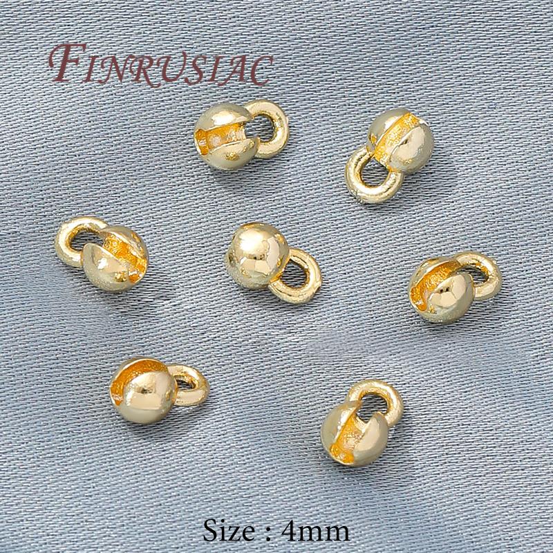 Crimp Beads For Jewelry 18K Gold Plated Crimps Cover Findings For DIY Bracelets Accessories Bead Tip Ball Chain Connectors