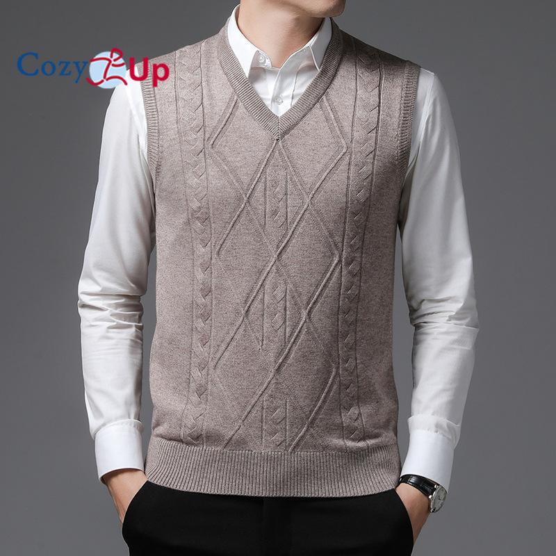 Cozy Up Men's V Neck Sweater Vest Cable Knitted Pullover Sweaters Vest