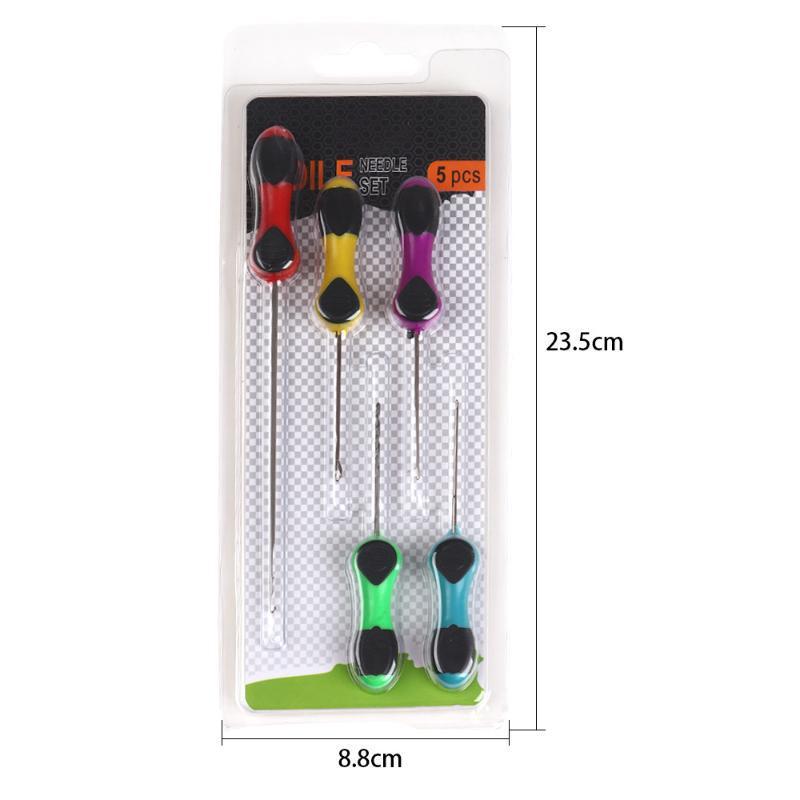 5 Pcs Carp Fishing Boilie Needle Set Non Slip Grip Handles Durable Stainless Steel Tips For Outdoor Fishing Bait Rigging