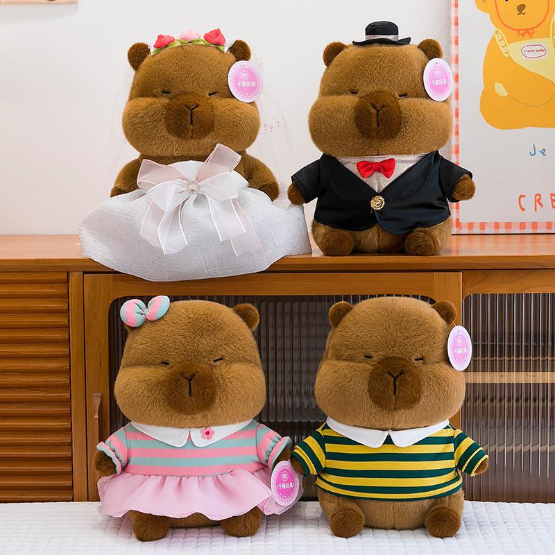 Cute Capybara Wedding Dress And Couple Dress Up Plush Doll For Gift And Decor