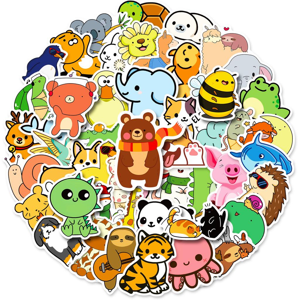 50-100 Cute Small Animal Stickers Kindergarten Students Children Reward Cartoon Animal Avatar Stickers