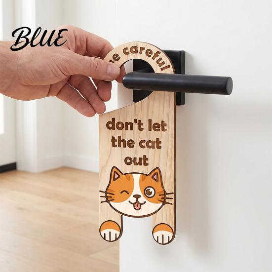Home Security Reminder Cartoon Hanging Warning Handle Door Tag Cat Sign Wooden Reminder Pet Universal Sign Safety Knob Hanger