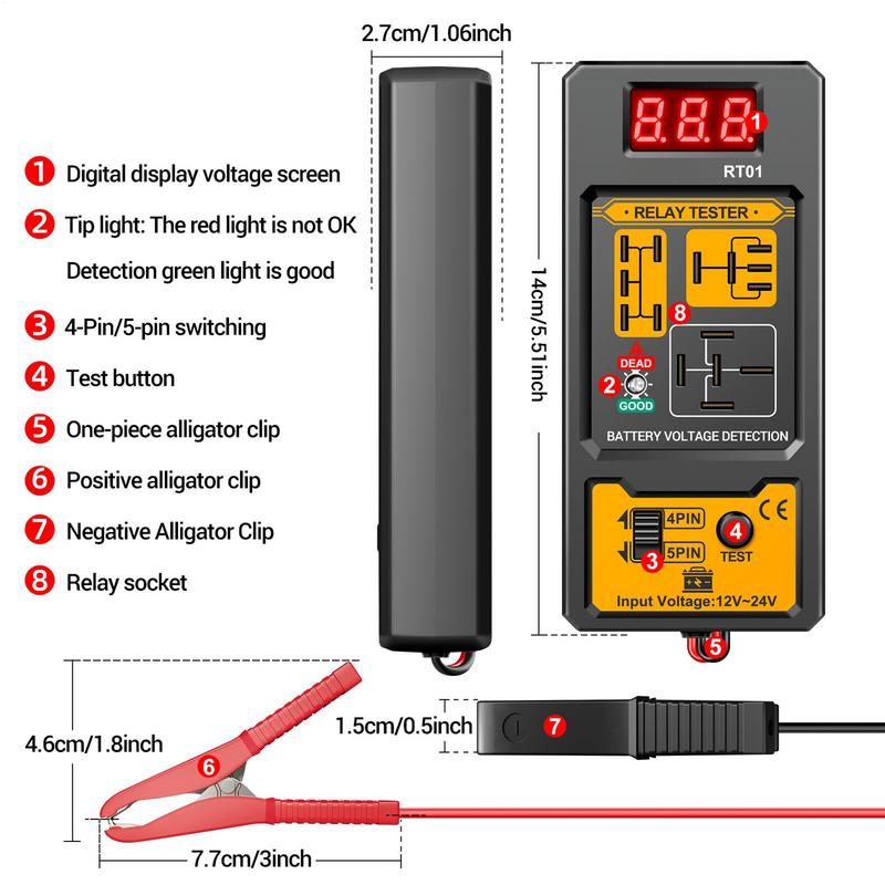 Battery Tester Automotive Digital Auto Battery Analyzer Diagnostic Professional 12V/24V Scanner For Motorcycle Road Trip Truck