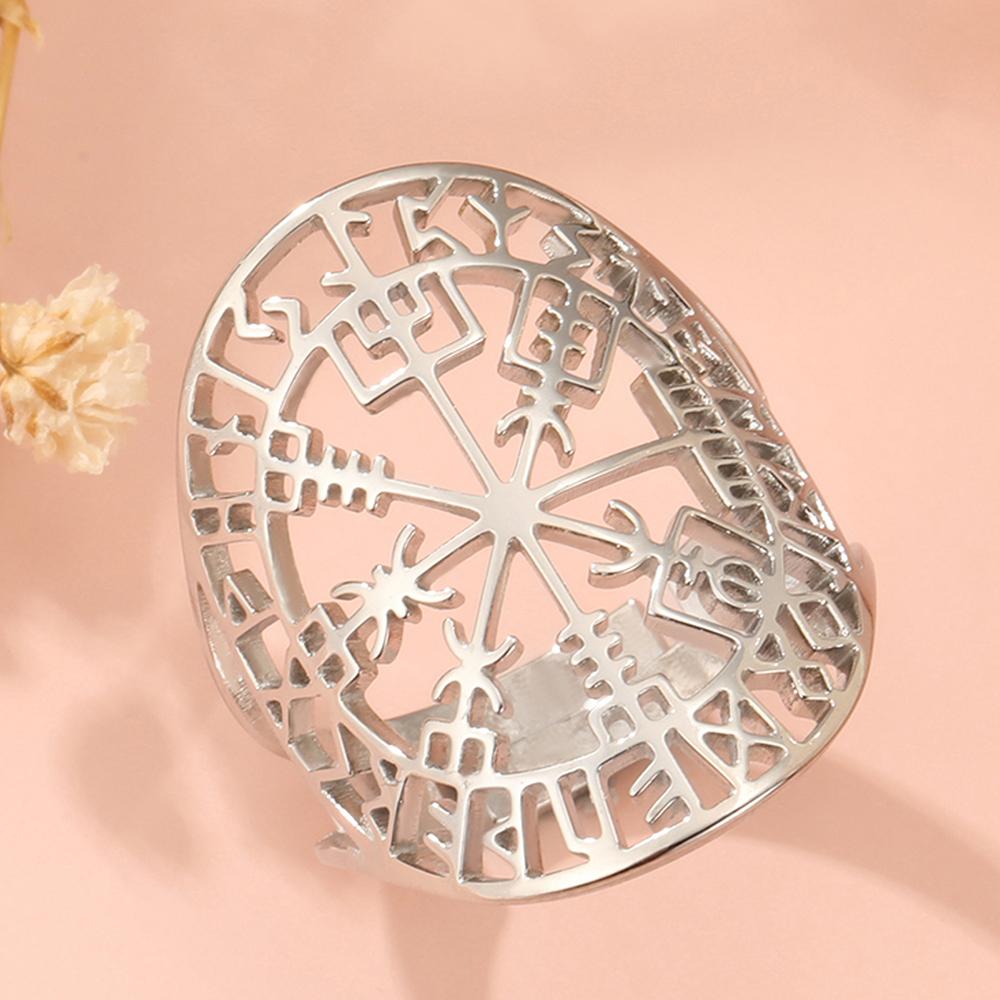 Dawapara Ретро Винтажное Кольцо с Рунами Вегвизир Регулируемое Кольцо из Нержавеющей Стали Норвежский Символ Обручальное Кольцо Украшения Викингов