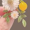 Women Brooch Bead Leaf Chrysanthemum Design Lapel Pin Non-Slip Buckle Scarf Badge Clothing Bags Accessories