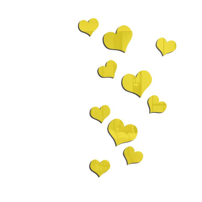 10pcs Love Hearts Mirror Wall Sticker Durable DIY Simple Wall Stickers Decal Removable Paster for Living Room Art Home Decor