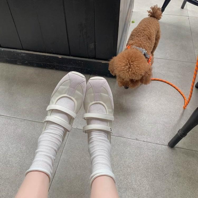 Rindslederversion~ Traubenmutter Innenhöhe erhöhen Klettverschluss Deutsche Trainingsschuhe atmungsaktives Mesh Ballettstil Sport Freizeitschuhe Damen