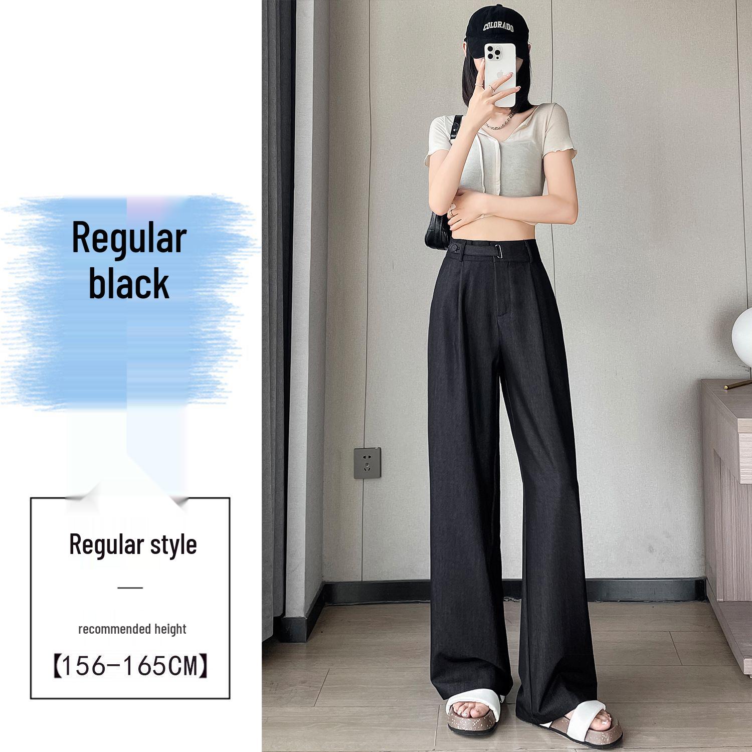 

Tencel Denim Wide-Leg Women s Pants: Summer Ice Silk, Chinese Style with Frog Buttons, High-End Drape, Straight-Leg Design. L